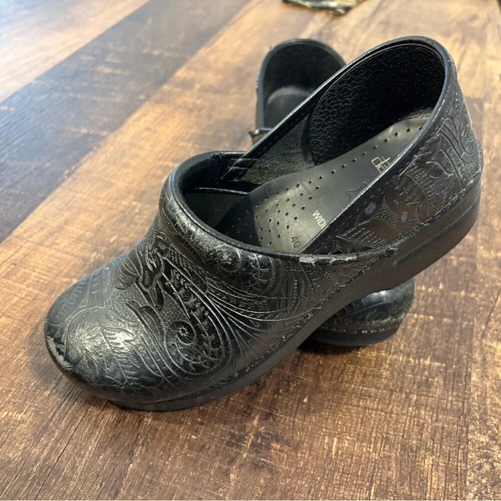 Black Embossed Clogs Dansko